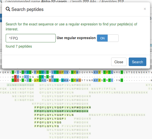 search peptides